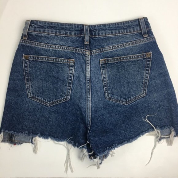 ZARA Jean Shorts White/Red Stripe Pearl Detail - Picture 2 of 5
